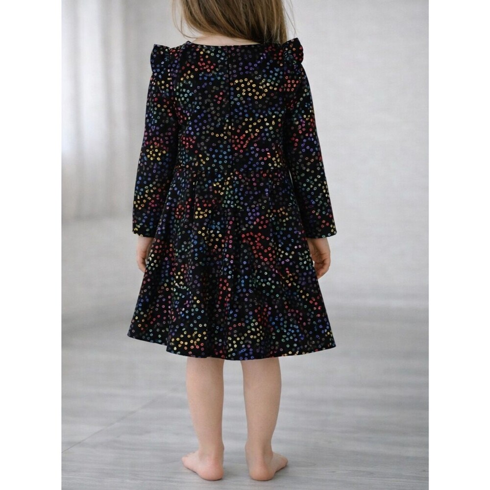 Pippa & Julie Black Long-Sleeve Dress with Rainbow Sequin Dots - Picture 6 of 11